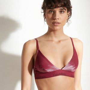 【NWT】 Calvin Klein CK Modern Cotton Velvet Triangle Bralette Bra Logo Size: S